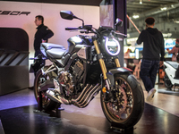 The HONDA CB 650 R e-clutch is at the 110th International Motorcycle and Accessories Exhibition 2024 at Fiera Milano Rho in Milan, Italy, on...