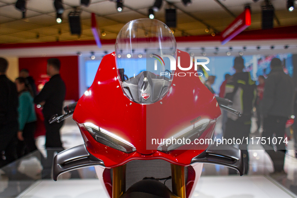 The Ducati Panigale V4 MY 2025 is at the 110th International Motorcycle and Accessories Exhibition 2024 at Fiera Milano Rho in Milan, Italy,...