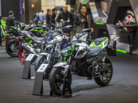 The Kawasaki Z e-1 is at the 110th International Motorcycle and Accessories Exhibition 2024 at Fiera Milano Rho in Milan, Italy, on November...