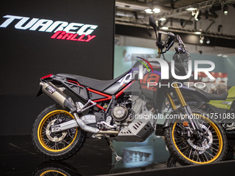 The Aprilia Tuareg Rally takes place at the 110th International Motorcycle and Accessories Exhibition 2024 at Fiera Milano Rho in Milan, Ita...