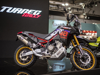 The Aprilia Tuareg Rally takes place at the 110th International Motorcycle and Accessories Exhibition 2024 at Fiera Milano Rho in Milan, Ita...