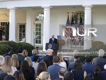 In Washington, DC, on November 7, 2024, President Joe Biden addresses the nation on the election outcome and a peaceful transfer of power in...