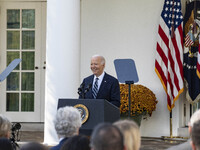 In Washington, DC, on November 7, 2024, President Joe Biden addresses the nation on the election outcome and a peaceful transfer of power in...