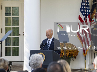 In Washington, DC, on November 7, 2024, President Joe Biden addresses the nation on the election outcome and a peaceful transfer of power in...