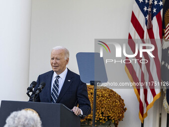 In Washington, DC, on November 7, 2024, President Joe Biden addresses the nation on the election outcome and a peaceful transfer of power in...