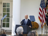 In Washington, DC, on November 7, 2024, President Joe Biden addresses the nation on the election outcome and a peaceful transfer of power in...