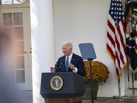 In Washington, DC, on November 7, 2024, President Joe Biden addresses the nation on the election outcome and a peaceful transfer of power in...