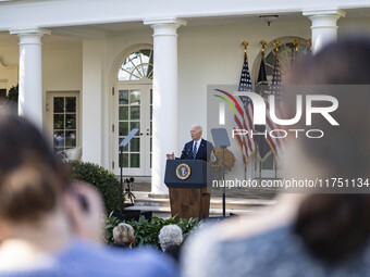 In Washington, DC, on November 7, 2024, President Joe Biden addresses the nation on the election outcome and a peaceful transfer of power in...