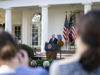 In Washington, DC, on November 7, 2024, President Joe Biden addresses the nation on the election outcome and a peaceful transfer of power in...