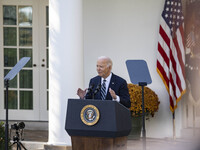 In Washington, DC, on November 7, 2024, President Joe Biden addresses the nation on the election outcome and a peaceful transfer of power in...