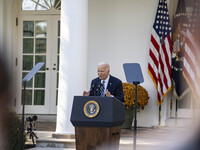 In Washington, DC, on November 7, 2024, President Joe Biden addresses the nation on the election outcome and a peaceful transfer of power in...