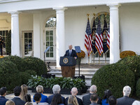 In Washington, DC, on November 7, 2024, President Joe Biden addresses the nation on the election outcome and a peaceful transfer of power in...