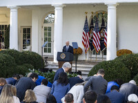 In Washington, DC, on November 7, 2024, President Joe Biden addresses the nation on the election outcome and a peaceful transfer of power in...