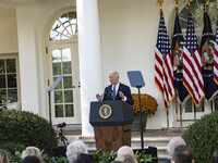 In Washington, DC, on November 7, 2024, President Joe Biden addresses the nation on the election outcome and a peaceful transfer of power in...