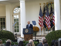 In Washington, DC, on November 7, 2024, President Joe Biden addresses the nation on the election outcome and a peaceful transfer of power in...