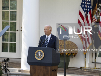 In Washington, DC, on November 7, 2024, President Joe Biden addresses the nation on the election outcome and a peaceful transfer of power in...