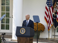 In Washington, DC, on November 7, 2024, President Joe Biden addresses the nation on the election outcome and a peaceful transfer of power in...