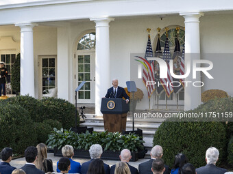 In Washington, DC, on November 7, 2024, President Joe Biden addresses the nation on the election outcome and a peaceful transfer of power in...