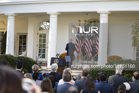 In Washington, DC, on November 7, 2024, President Joe Biden addresses the nation on the election outcome and a peaceful transfer of power in...