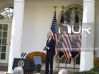 In Washington, DC, on November 7, 2024, President Joe Biden addresses the nation on the election outcome and a peaceful transfer of power in...