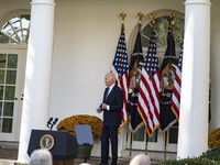 In Washington, DC, on November 7, 2024, President Joe Biden addresses the nation on the election outcome and a peaceful transfer of power in...