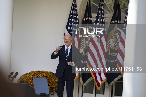 In Washington, DC, on November 7, 2024, President Joe Biden addresses the nation on the election outcome and a peaceful transfer of power in...