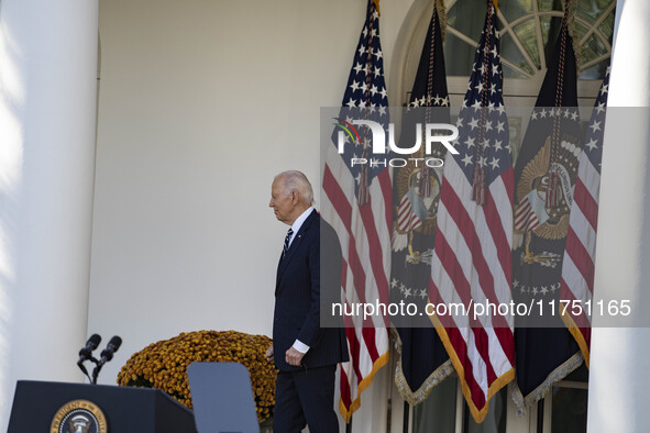 In Washington, DC, on November 7, 2024, President Joe Biden addresses the nation on the election outcome and a peaceful transfer of power in...