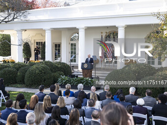 In Washington, DC, on November 7, 2024, President Joe Biden addresses the nation on the election outcome and a peaceful transfer of power in...