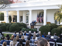 In Washington, DC, on November 7, 2024, President Joe Biden addresses the nation on the election outcome and a peaceful transfer of power in...