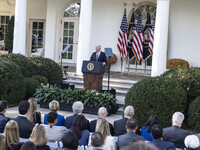 In Washington, DC, on November 7, 2024, President Joe Biden addresses the nation on the election outcome and a peaceful transfer of power in...