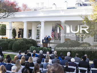 In Washington, DC, on November 7, 2024, President Joe Biden addresses the nation on the election outcome and a peaceful transfer of power in...