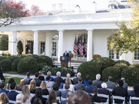 In Washington, DC, on November 7, 2024, President Joe Biden addresses the nation on the election outcome and a peaceful transfer of power in...