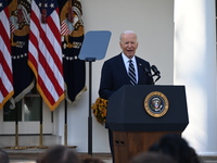 United States President Joe Biden makes a statement on the general election where voters overwhelmingly elect Donald J. Trump, making him th...