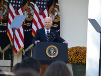 United States President Joe Biden makes a statement on the general election where voters overwhelmingly elect Donald J. Trump, making him th...