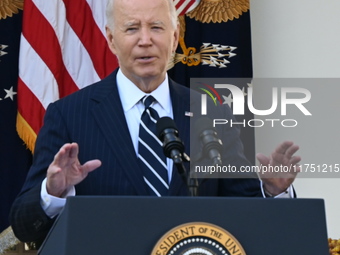 United States President Joe Biden makes a statement on the general election where voters overwhelmingly elect Donald J. Trump, making him th...