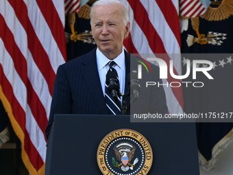 United States President Joe Biden makes a statement on the general election where voters overwhelmingly elect Donald J. Trump, making him th...