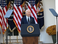 United States President Joe Biden makes a statement on the general election where voters overwhelmingly elect Donald J. Trump, making him th...