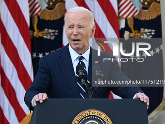 United States President Joe Biden makes a statement on the general election where voters overwhelmingly elect Donald J. Trump, making him th...