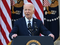 United States President Joe Biden makes a statement on the general election where voters overwhelmingly elect Donald J. Trump, making him th...