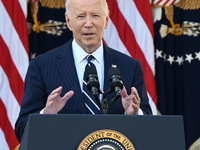 United States President Joe Biden makes a statement on the general election where voters overwhelmingly elect Donald J. Trump, making him th...