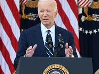 United States President Joe Biden makes a statement on the general election where voters overwhelmingly elect Donald J. Trump, making him th...