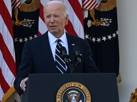 United States President Joe Biden makes a statement on the general election where voters overwhelmingly elect Donald J. Trump, making him th...