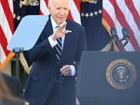 United States President Joe Biden makes a statement on the general election where voters overwhelmingly elect Donald J. Trump, making him th...