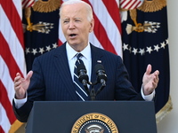 United States President Joe Biden makes a statement on the general election where voters overwhelmingly elect Donald J. Trump, making him th...