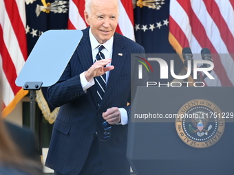 United States President Joe Biden makes a statement on the general election where voters overwhelmingly elect Donald J. Trump, making him th...