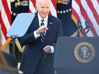 United States President Joe Biden makes a statement on the general election where voters overwhelmingly elect Donald J. Trump, making him th...