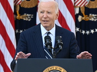 United States President Joe Biden makes a statement on the general election where voters overwhelmingly elect Donald J. Trump, making him th...