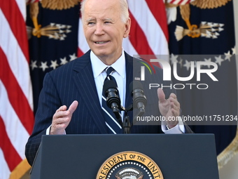 United States President Joe Biden makes a statement on the general election where voters overwhelmingly elect Donald J. Trump, making him th...