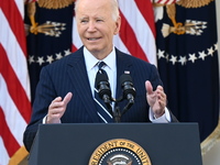 United States President Joe Biden makes a statement on the general election where voters overwhelmingly elect Donald J. Trump, making him th...