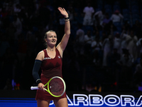 RIYADH, SAUDI ARABIA - NOVEMBER 07: Barbora Krejcikova of Czech Republic celebrates her match against Coco Gauff of USA, on Day 6 of the 202...